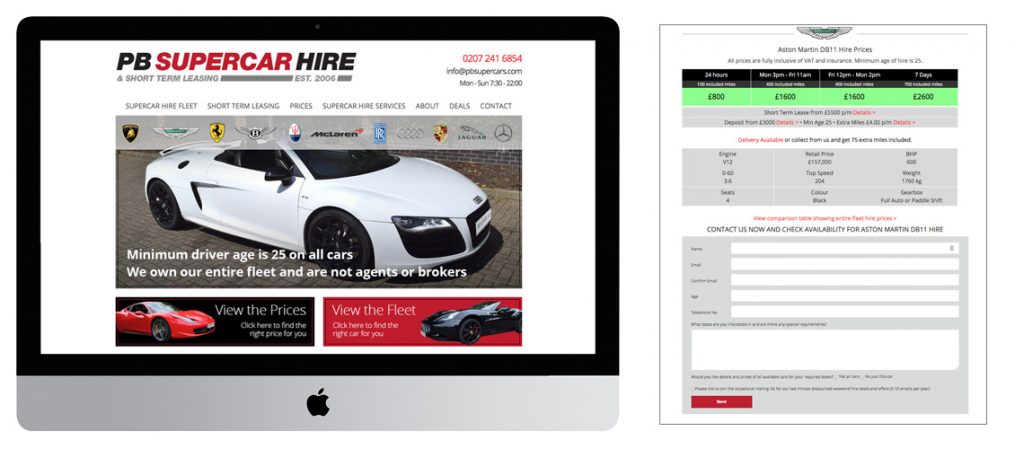 Supercar Hire Website Design